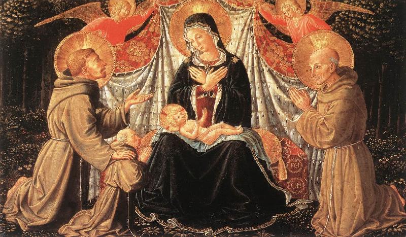 GOZZOLI, Benozzo Madonna and Child with Sts Francis and Bernardine, and Fra Jacopo dfg oil painting picture